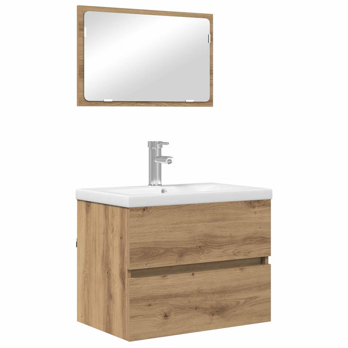 Set de mobilier pentru baie cu sertar 3 pcs Stejar Artizanal - WALTI WALTI