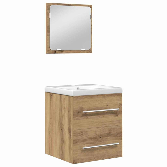 Set de mobilier pentru baie cu sertar 2 pcs Stejar negru - WALTI WALTI