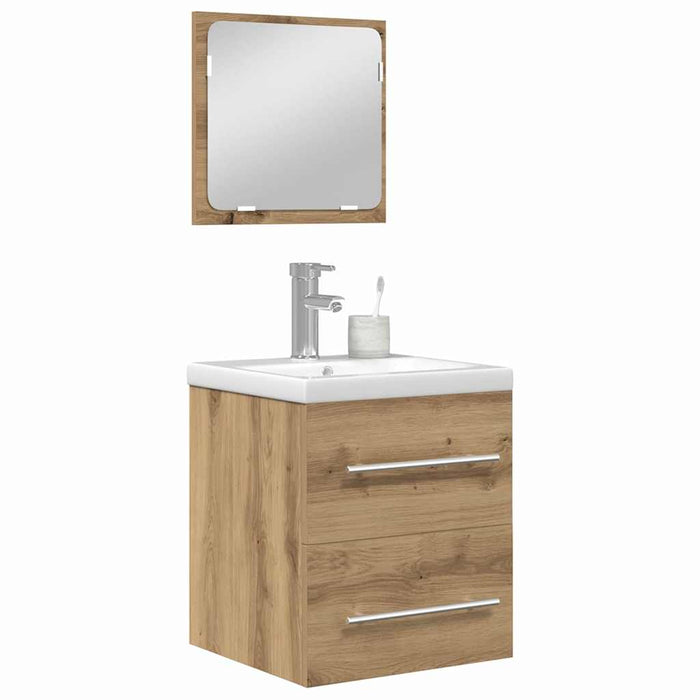 Set de mobilier pentru baie cu sertar 2 pcs Stejar negru - WALTI WALTI