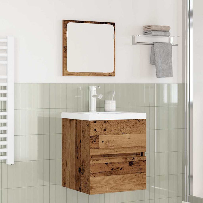 Set de mobilier pentru baie 3 pcs Lemn Vechi și Alb Mediu - WALTI WALTI