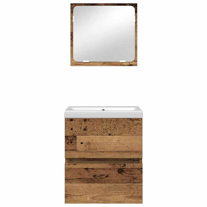 Set de mobilier pentru baie 3 pcs Lemn Vechi și Alb Mediu - WALTI WALTI