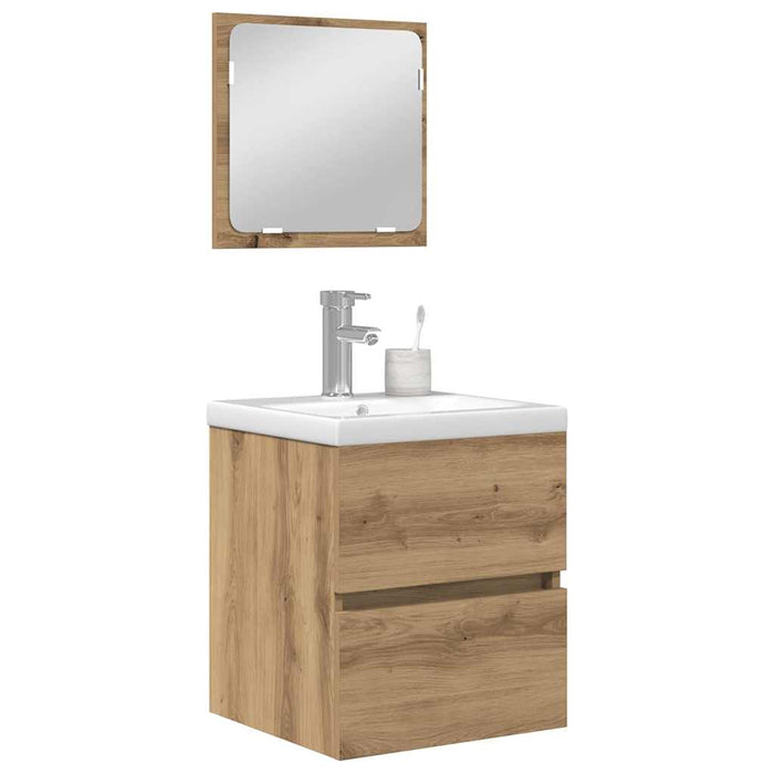 Set de mobilier pentru baie 3 pcs Stejar negru și alb Standard - WALTI WALTI