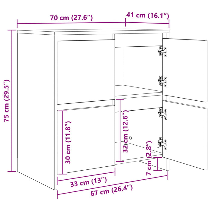 Bufeturi 2 pcs Lemn vechi 70 x 41 x 75 cm Lemn compozit WALTI