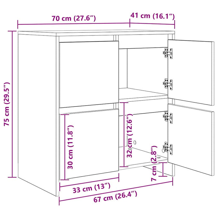 Bufet 2 pcs stejar artizanal 70 x 41 x 75 cm Lemn compozit - WALTI WALTI