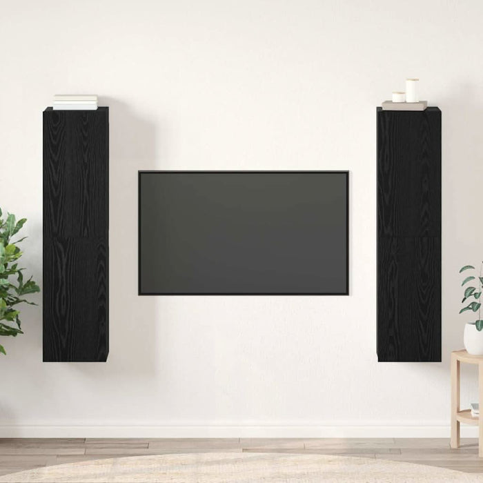 Set comodă TV cu raft Pe perete 4 pcs Stejar negru 30.5 x 30 x 60 cm - WALTI WALTI