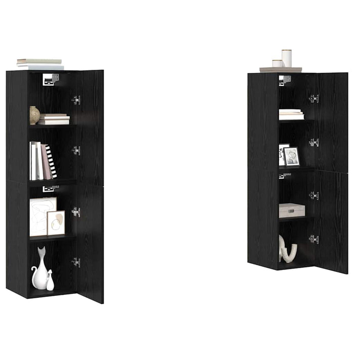 Set comodă TV cu raft Pe perete 4 pcs Stejar negru 30.5 x 30 x 60 cm - WALTI WALTI