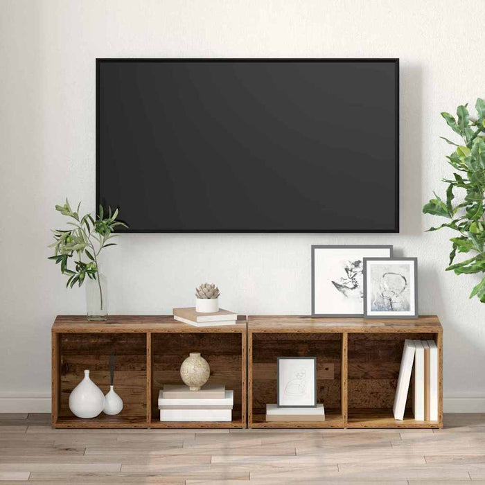 Set comodă TV 2 pcs Lemn Vechi 37 x 35 x 72 cm Lemn compozit - WALTI WALTI
