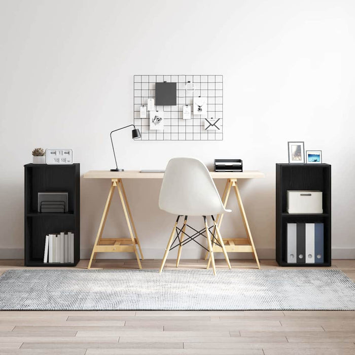 Set comodă TV 2 pcs Stejar Negru 37 x 35 x 72 cm Lemn compozit - WALTI WALTI