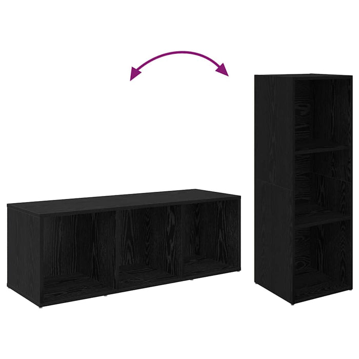 Set comodă TV Pe perete 4 pcs Stejar Negru 37 x 35 x 107,5 cm - WALTI WALTI