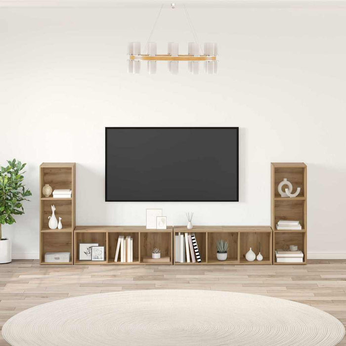 Cabinet TV cu raft 4 pcs Stejar artisanal 37 x 35 x 107.5 cm - WALTI WALTI