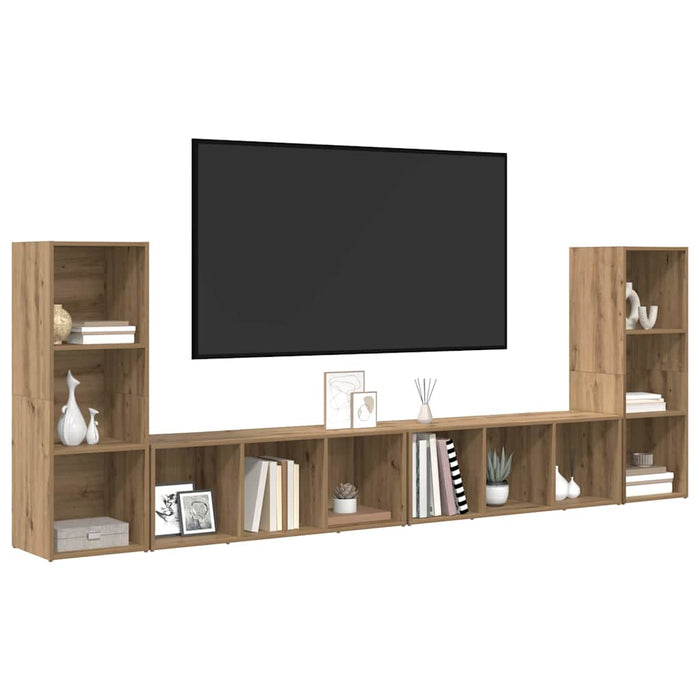 Cabinet TV cu raft 4 pcs Stejar artisanal 37 x 35 x 107.5 cm - WALTI WALTI