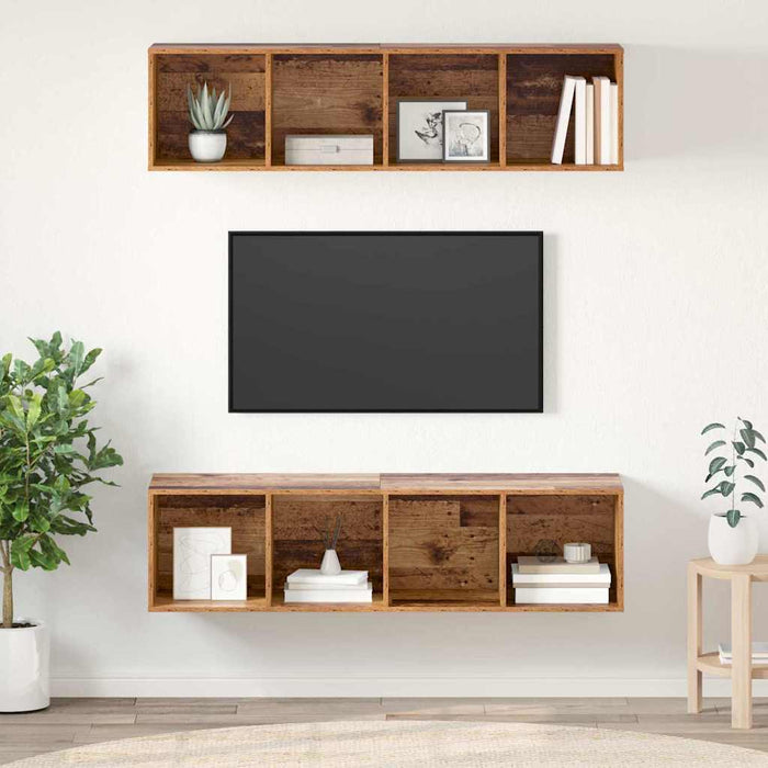Set comodă TV 2 pcs Lemn vechi 37 x 37 x 142.5 cm Lemn compozit - WALTI WALTI