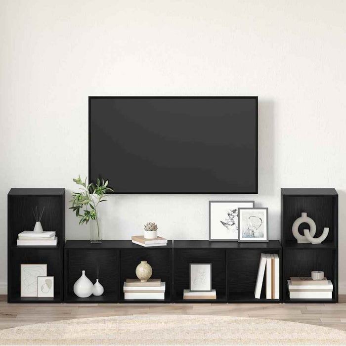 Set comodă TV cu raft 4 pcs Stejar negru 72 x 35 x 36.5 cm - WALTI WALTI