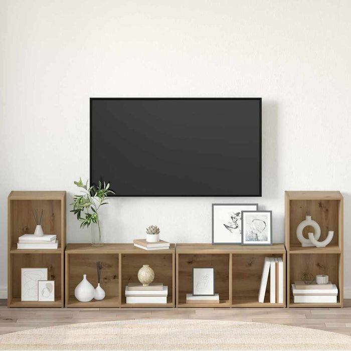 Set comodă TV cu raft 4 pcs Stejar artisanal 72 x 35 x 36.5 cm - WALTI WALTI