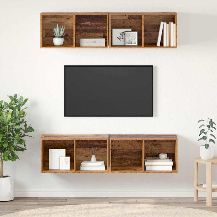 Set comodă TV 4 pcs Lemn Vechi 37 x 37 x 72 cm Lemn compozit - WALTI WALTI