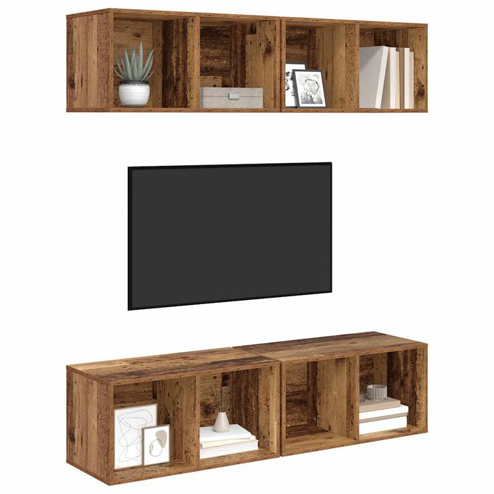 Set comodă TV 4 pcs Lemn Vechi 37 x 37 x 72 cm Lemn compozit - WALTI WALTI
