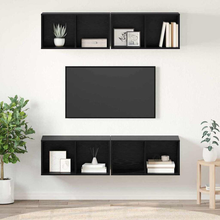 Set comodă TV 4 pcs Stejar Negru 37 x 37 x 72 cm Lemn compozit - WALTI WALTI