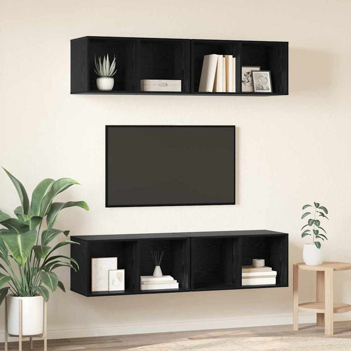 Set comodă TV 4 pcs Stejar Negru 37 x 37 x 72 cm Lemn compozit - WALTI WALTI