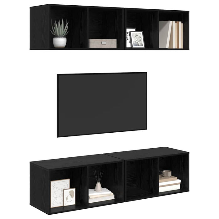 Set comodă TV 4 pcs Stejar Negru 37 x 37 x 72 cm Lemn compozit - WALTI WALTI