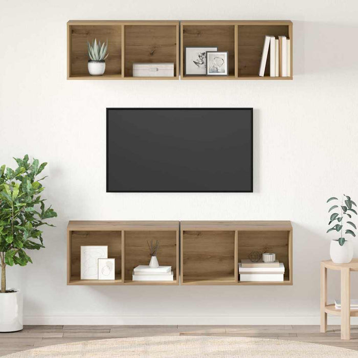 Set comodă TV Pe perete 4 pcs Stejar Artizanal 37 x 37 x 72 cm - WALTI WALTI