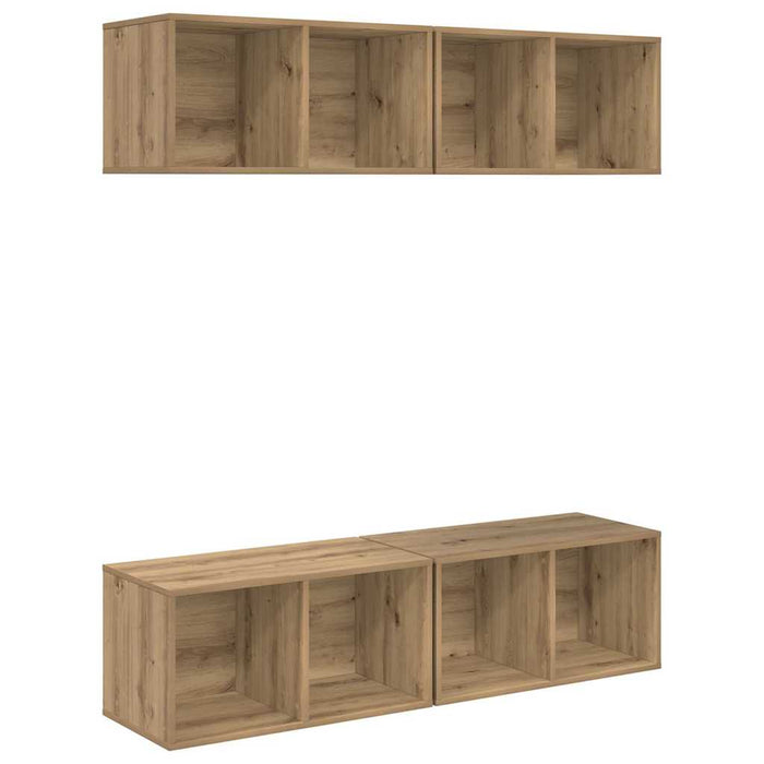 Set comodă TV Pe perete 4 pcs Stejar Artizanal 37 x 37 x 72 cm - WALTI WALTI