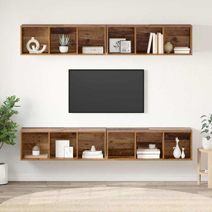 Dulap pentru TV pe Perete 4 pcs Lemn vechi 37 x 37 x 107.5 cm - WALTI WALTI