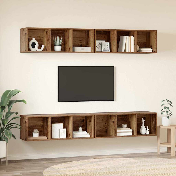 Dulap pentru TV pe Perete 4 pcs Lemn vechi 37 x 37 x 107.5 cm - WALTI WALTI