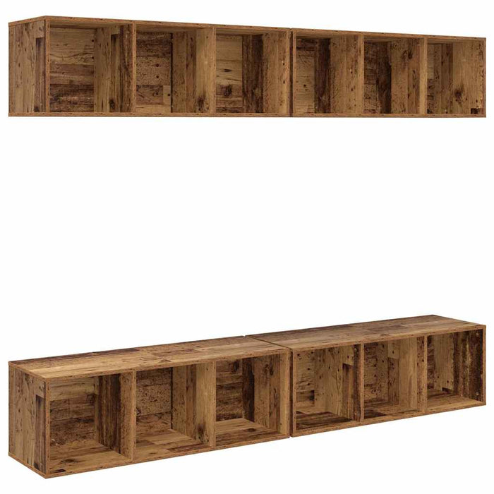 Dulap pentru TV pe Perete 4 pcs Lemn vechi 37 x 37 x 107.5 cm - WALTI WALTI