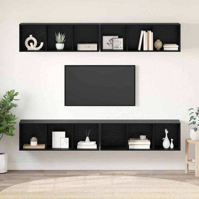 Dulap pentru TV pe Perete 4 pcs Stejar negru 37 x 37 x 107.5 cm - WALTI WALTI