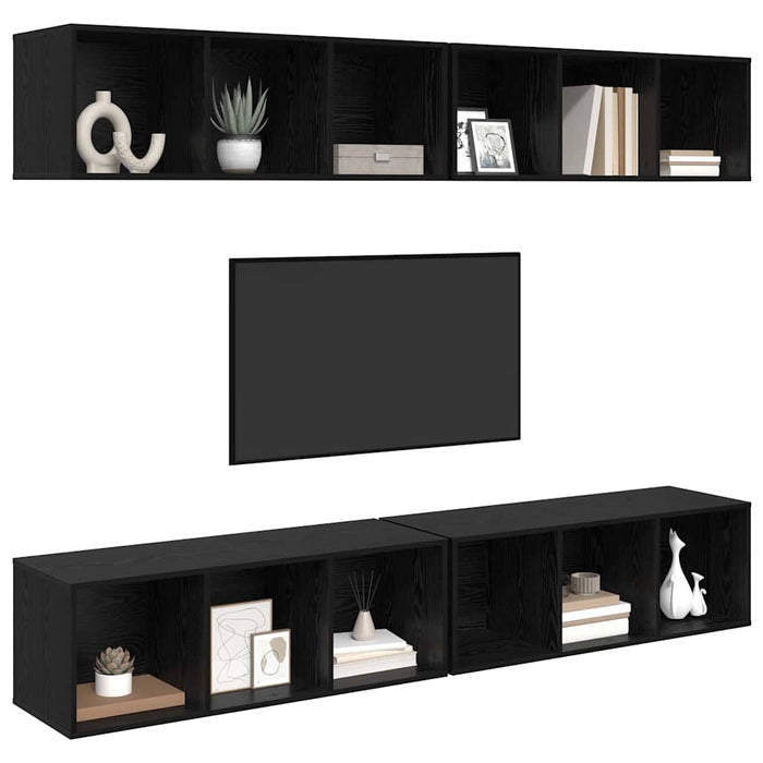 Dulap pentru TV pe Perete 4 pcs Stejar negru 37 x 37 x 107.5 cm - WALTI WALTI