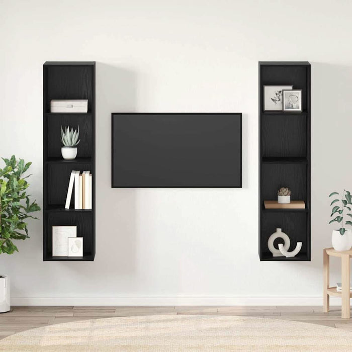 Set comodă TV 2 pcs Negru 37 x 37 x 142.5 cm Lemn compozit - WALTI WALTI