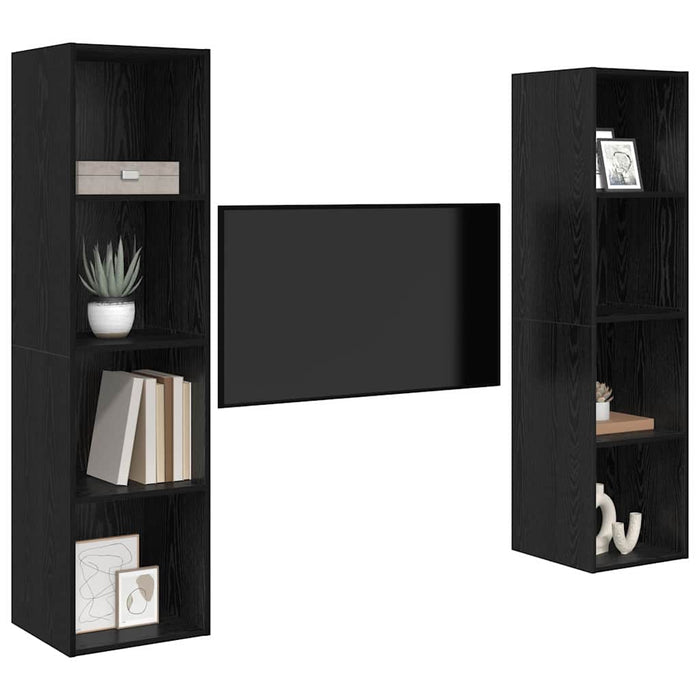 Set comodă TV 2 pcs Negru 37 x 37 x 142.5 cm Lemn compozit - WALTI WALTI