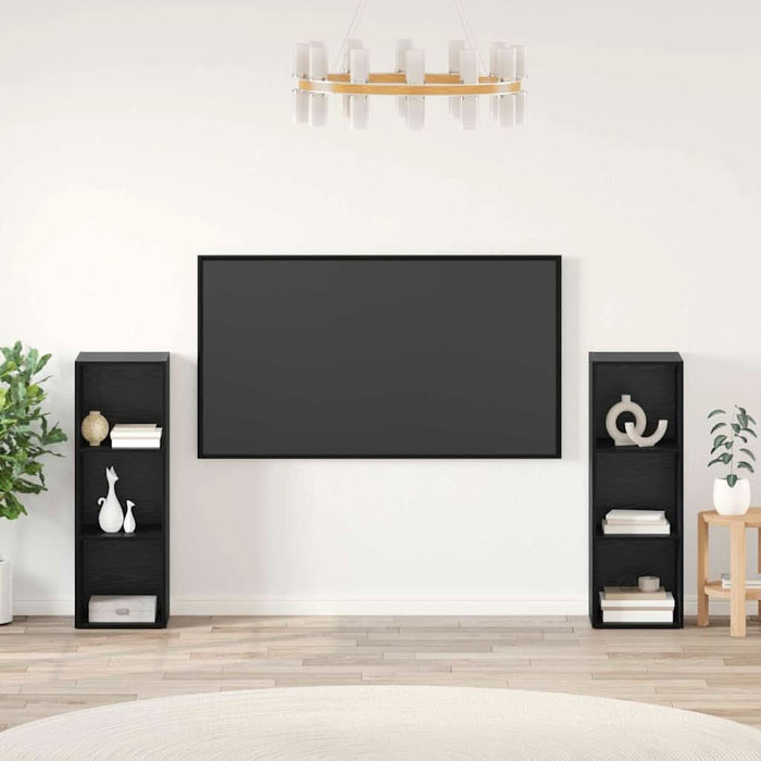 Set comodă TV 2 pcs Stejar negru 107 x 35 x 37 cm Lemn compozit - WALTI WALTI
