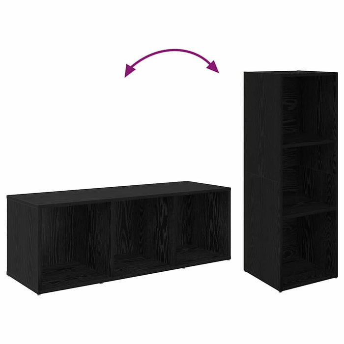 Set comodă TV 2 pcs Stejar negru 107 x 35 x 37 cm Lemn compozit - WALTI WALTI