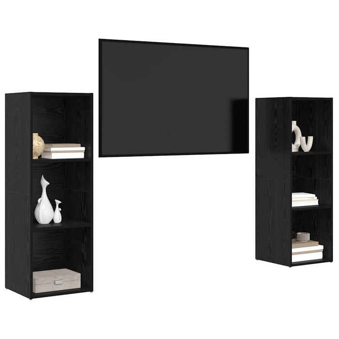Set comodă TV 2 pcs Stejar negru 107 x 35 x 37 cm Lemn compozit - WALTI WALTI