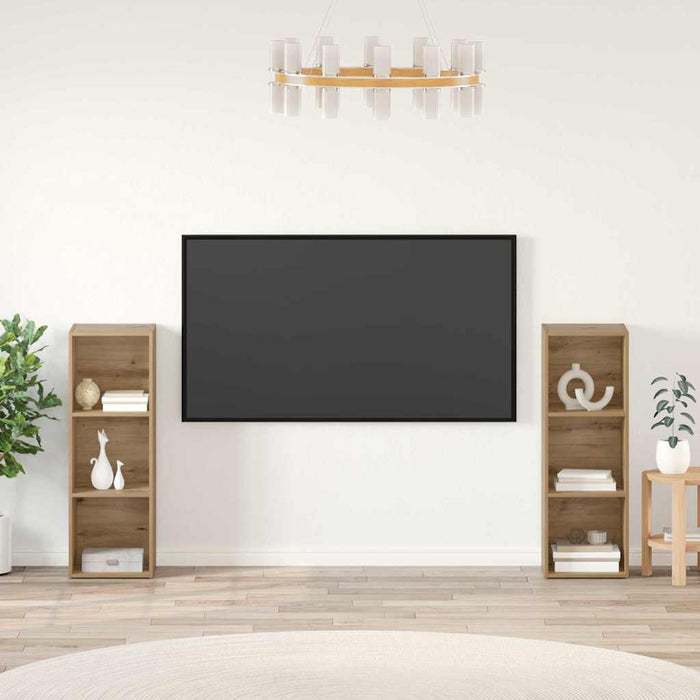 Set comodă TV cu raft 2 pcs Stejar artisanal 107 x 35 x 37 cm - WALTI WALTI