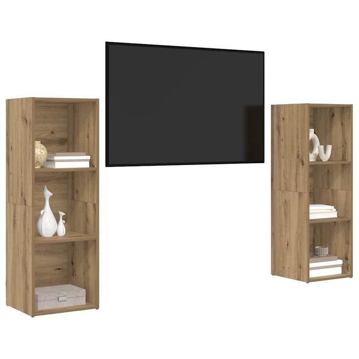 Set comodă TV cu raft 2 pcs Stejar artisanal 107 x 35 x 37 cm - WALTI WALTI