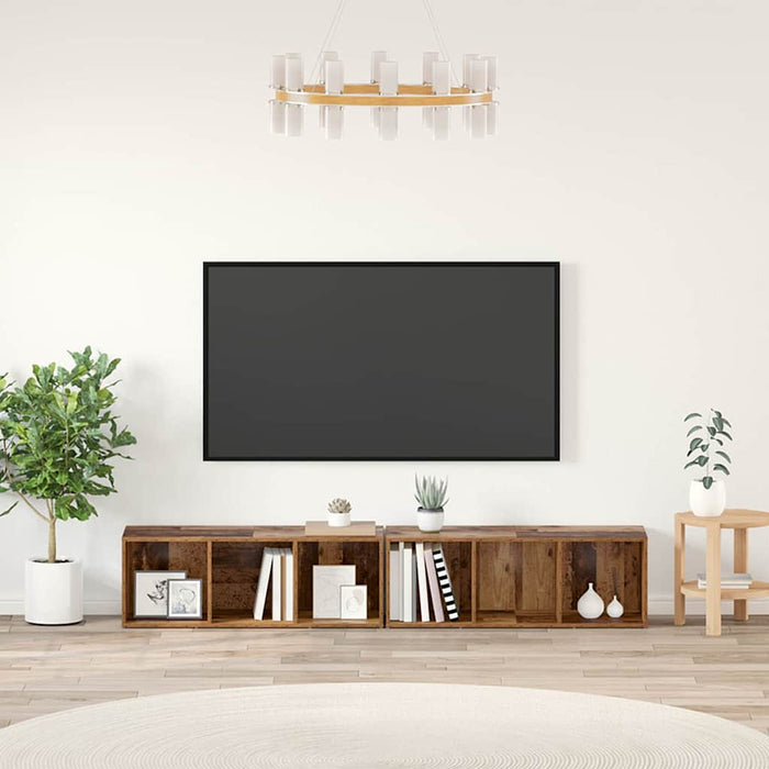 Set comodă TV 2 pcs Lemn Vechi 37 x 35 x 107cm Lemn compozit - WALTI WALTI