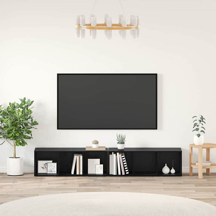 Set comodă TV 2 pcs Stejar Negru 37 x 35 x 107cm Lemn compozit - WALTI WALTI