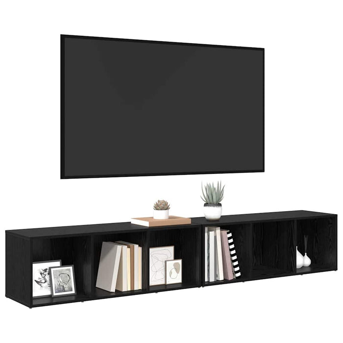 Set comodă TV 2 pcs Stejar Negru 37 x 35 x 107cm Lemn compozit - WALTI WALTI