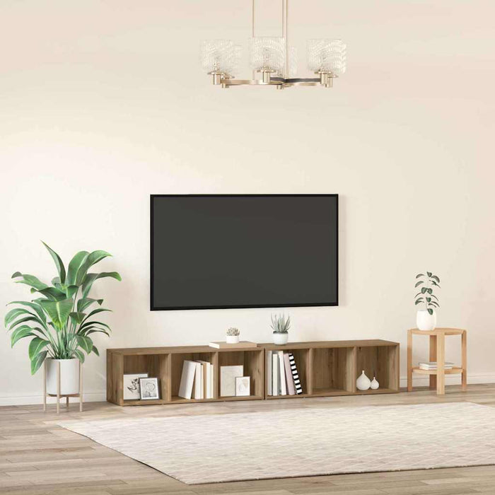Set comodă TV Pe perete 2 pcs Stejar Artizanal 37 x 35 x 107cm - WALTI WALTI