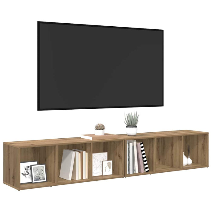 Set comodă TV Pe perete 2 pcs Stejar Artizanal 37 x 35 x 107cm - WALTI WALTI