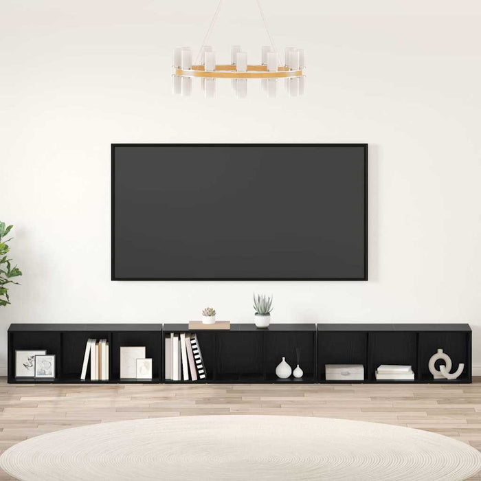 Cabinet TV 3 pcs Stejar negru 37 x 35 x 107.5 cm - WALTI WALTI