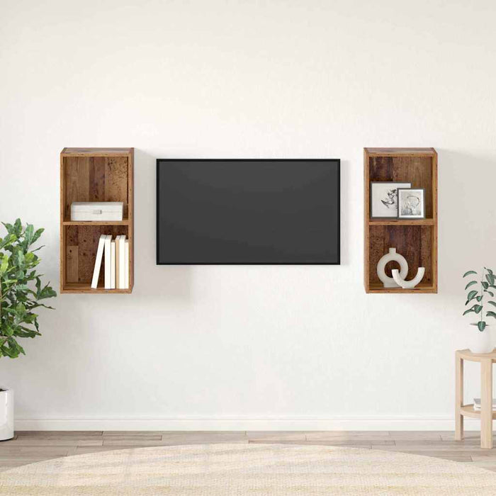 Dulap pentru TV pe Perete 2 pcs Lemn vechi 37 x 37 x 72 cm - WALTI WALTI