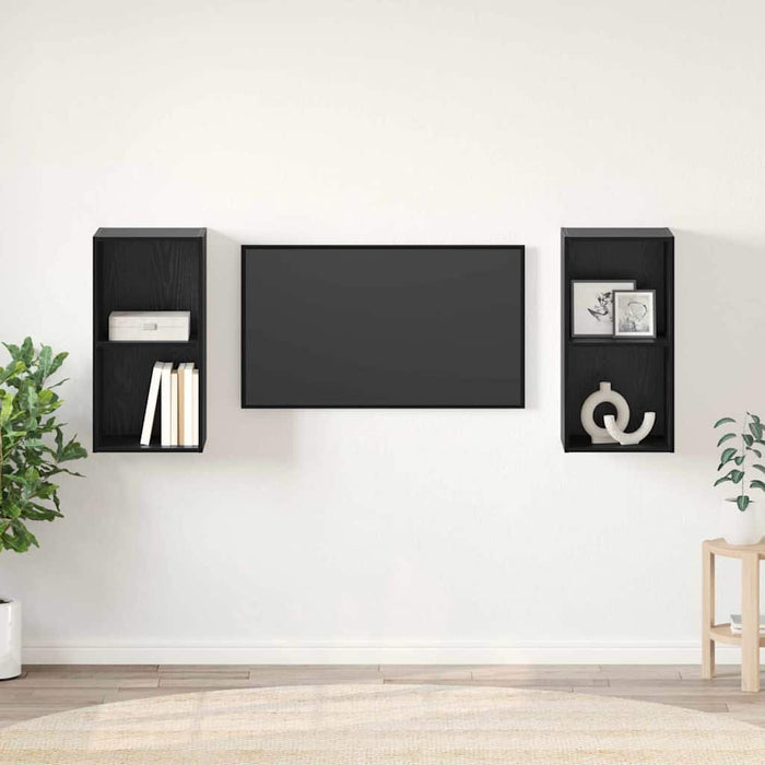 Dulap pentru TV pe Perete 2 pcs Stejar negru 37 x 37 x 72 cm - WALTI WALTI