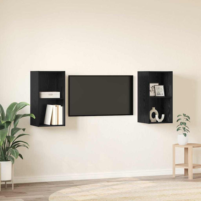 Dulap pentru TV pe Perete 2 pcs Stejar negru 37 x 37 x 72 cm - WALTI WALTI