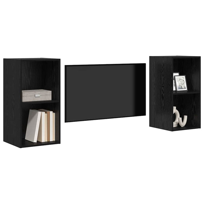 Dulap pentru TV pe Perete 2 pcs Stejar negru 37 x 37 x 72 cm - WALTI WALTI