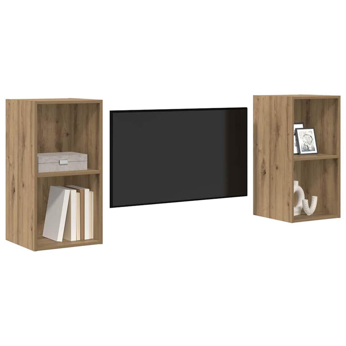 Dulap pentru TV pe Perete 2 pcs Stejar artisanal - WALTI WALTI