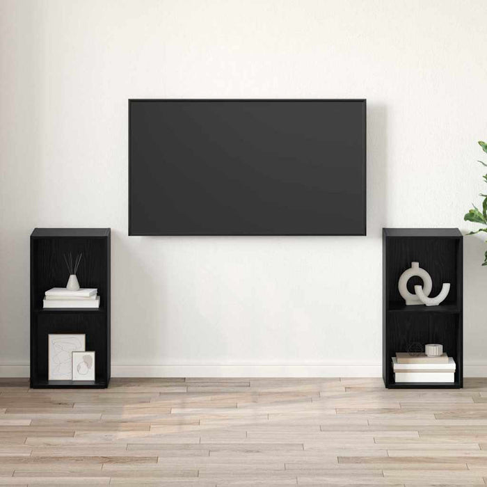 Set comodă TV cu raft 2 pcs Stejar negru 72 x 35 x 36.5 cm - WALTI WALTI