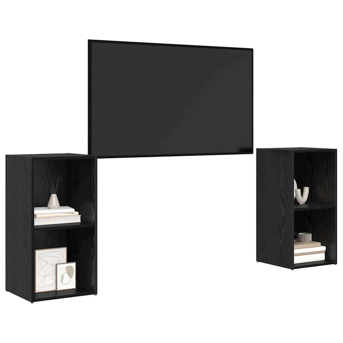 Set comodă TV cu raft 2 pcs Stejar negru 72 x 35 x 36.5 cm - WALTI WALTI